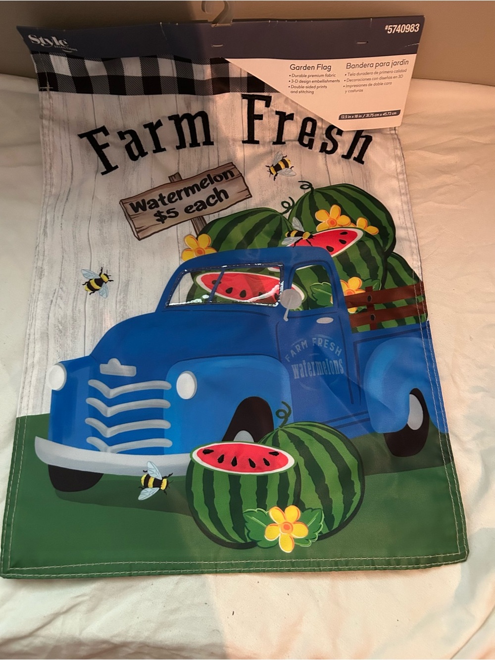 Style & Co. Blue Truck Watermelon Garden Banner